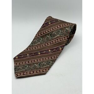 Etienne Aigner‎ Silk Necktie Olive Green, Gold, Maroon Classic Corporate Preppy